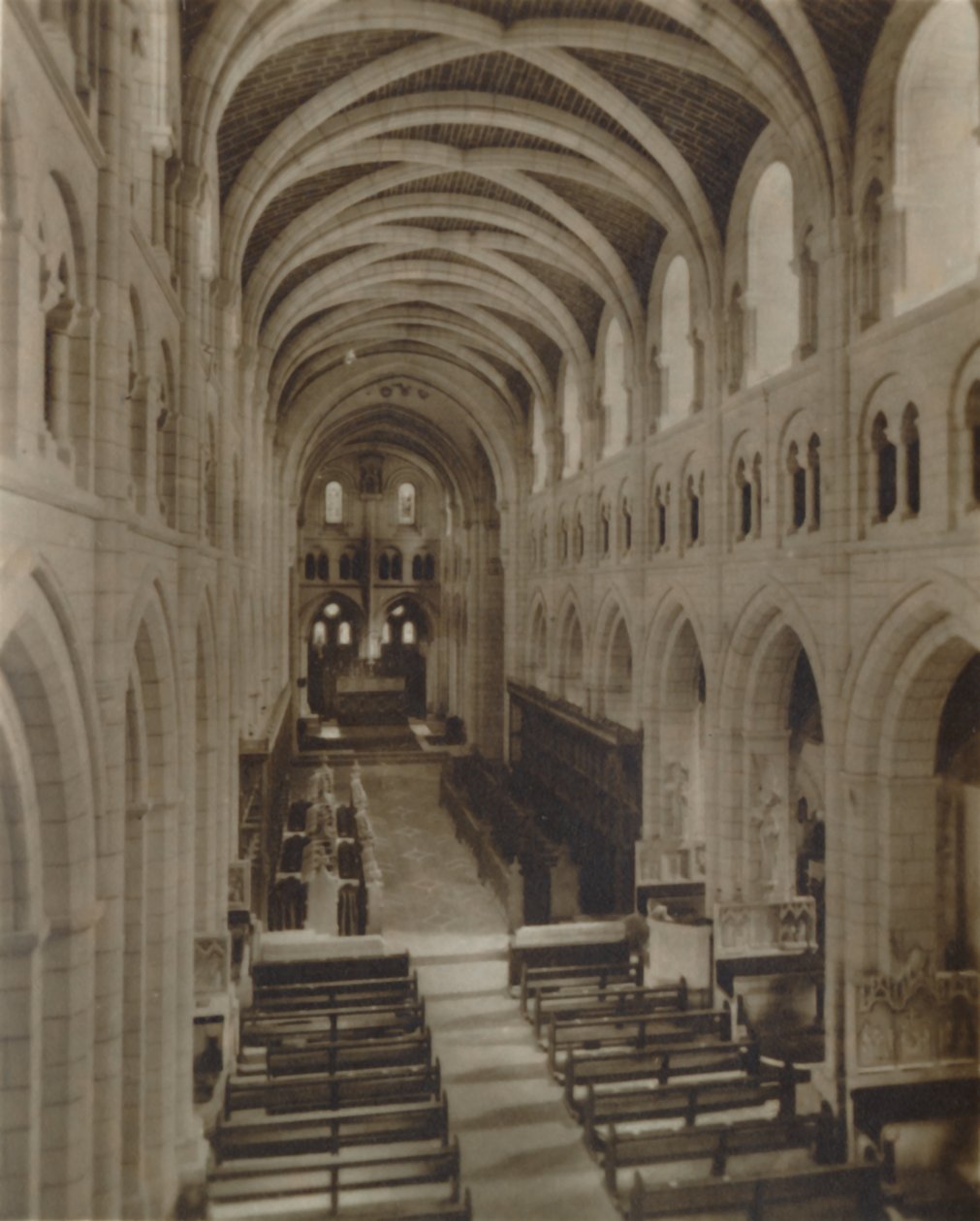 Buckfast Abbey Church Interiør, slutningen af det 19.-begyndelsen af det 20. århundrede af Unbekannt