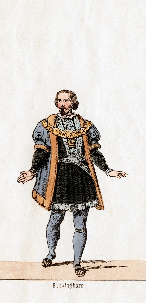 Buckingham, kostumedesign til Shakespeares skuespil, Henry VIII, 1800-tallet af Unbekannt