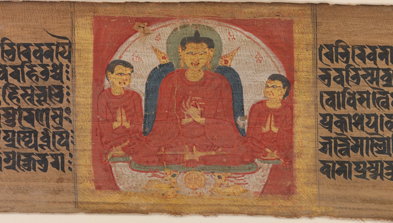 Buddha med hænderne hævet i Dharmacakra Mudra..., ca. 1090. af Unbekannt