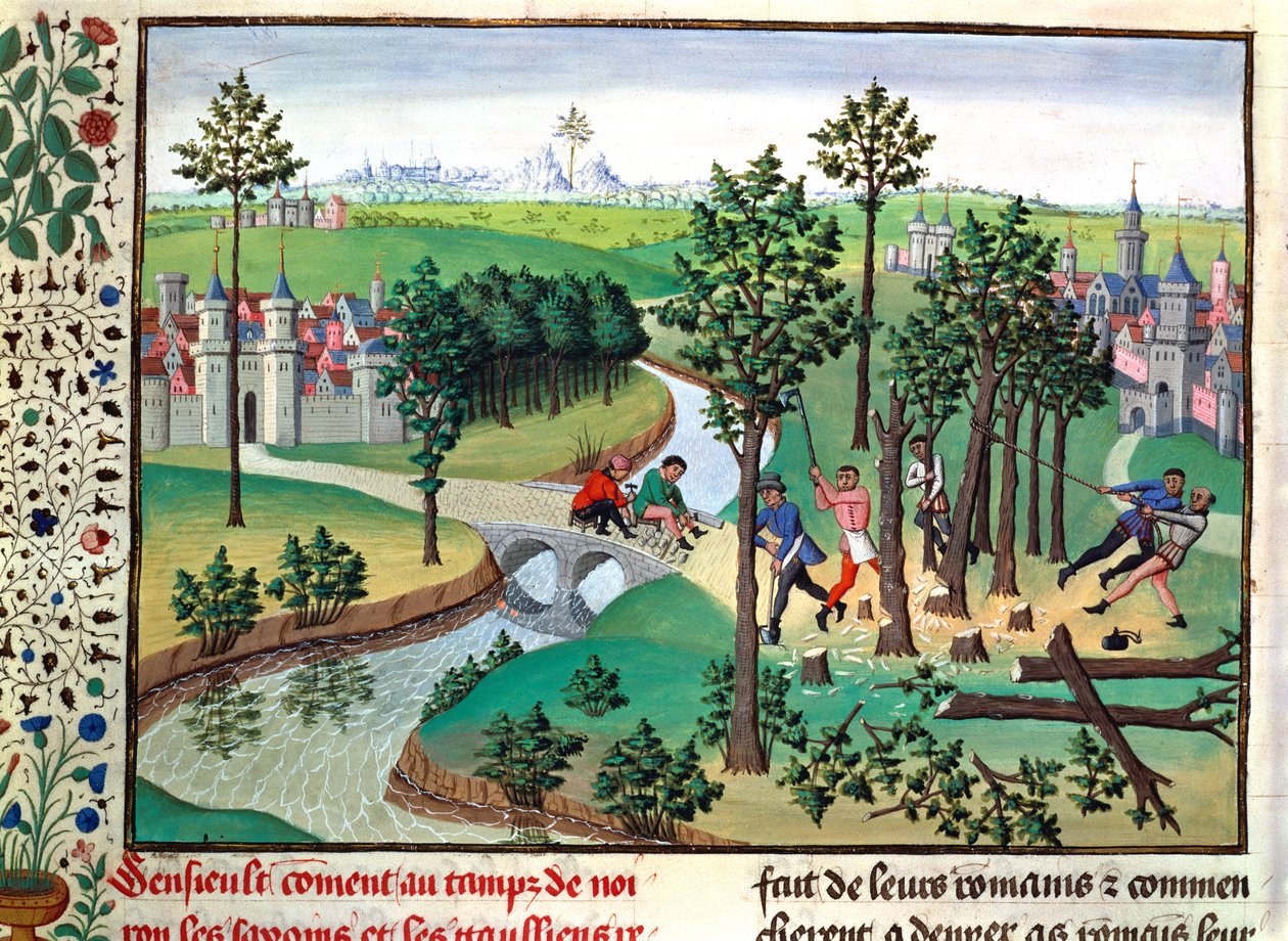 Bygning af en vej, 1400-tallet af Unbekannt