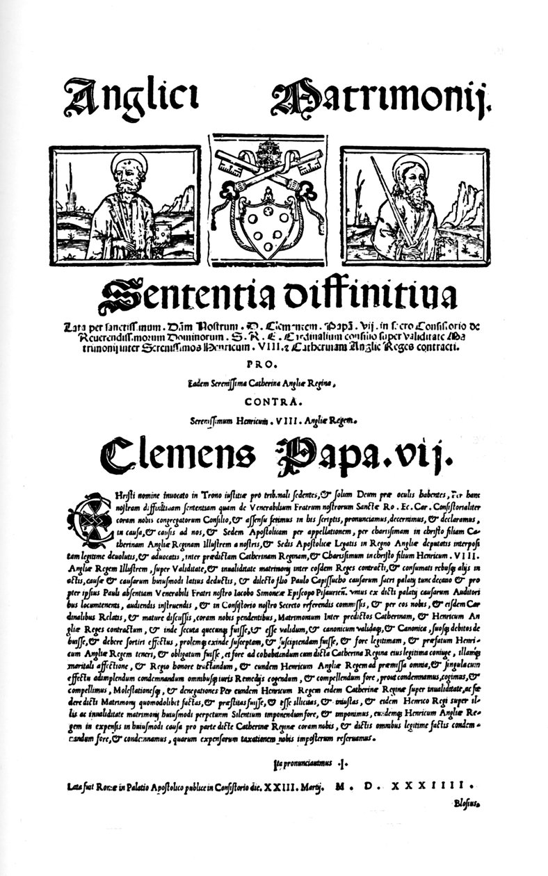Tyren af pave Clemens VII. Against Henry VIIIs Divorce, 1530, 1903 af Unbekannt