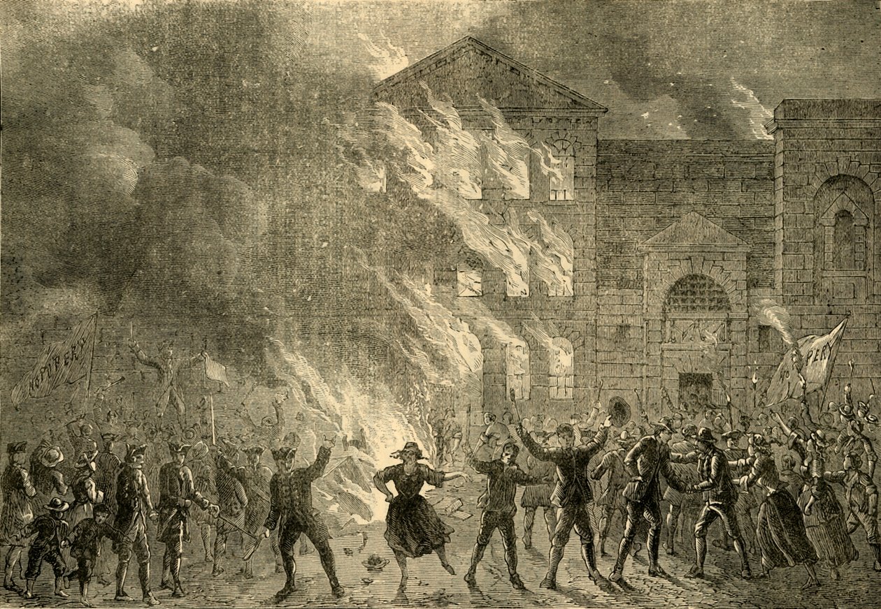 Afbrænding af Newgate, 1780, c1872. af Unbekannt