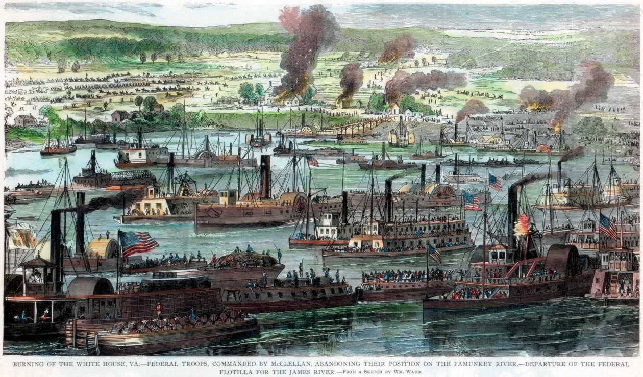 Afbrænding af Det Hvide Hus, Virginia, amerikansk borgerkrig, 26. juni 1862 af Unbekannt