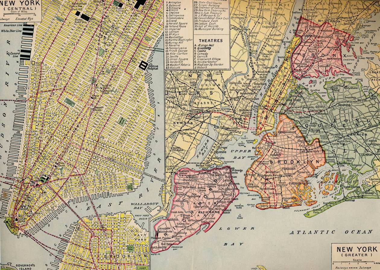 Business Center i New York ved Seaward End af Manhattan og omegn, c1930