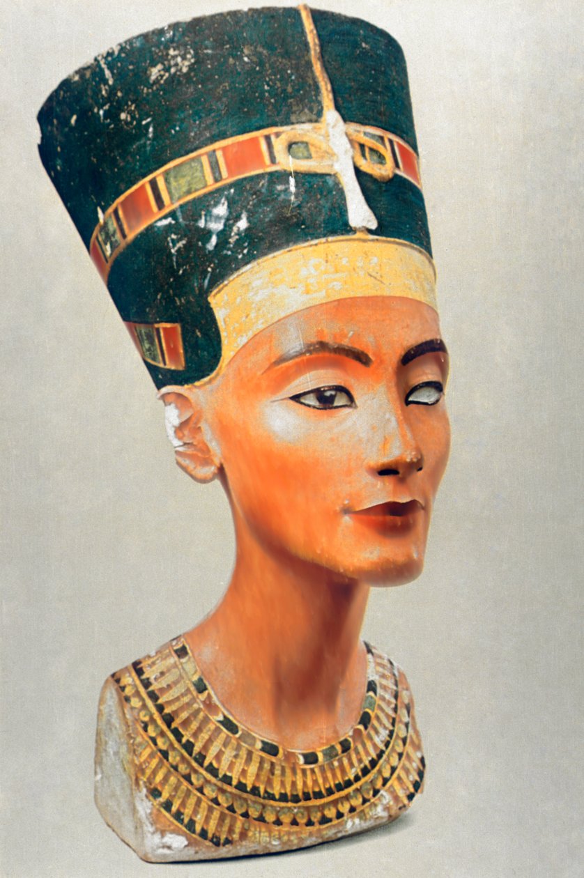 Buste af Nefertiti, dronning og hustru til den gamle egyptiske farao Akhenaten Amenhotep IV af Unbekannt