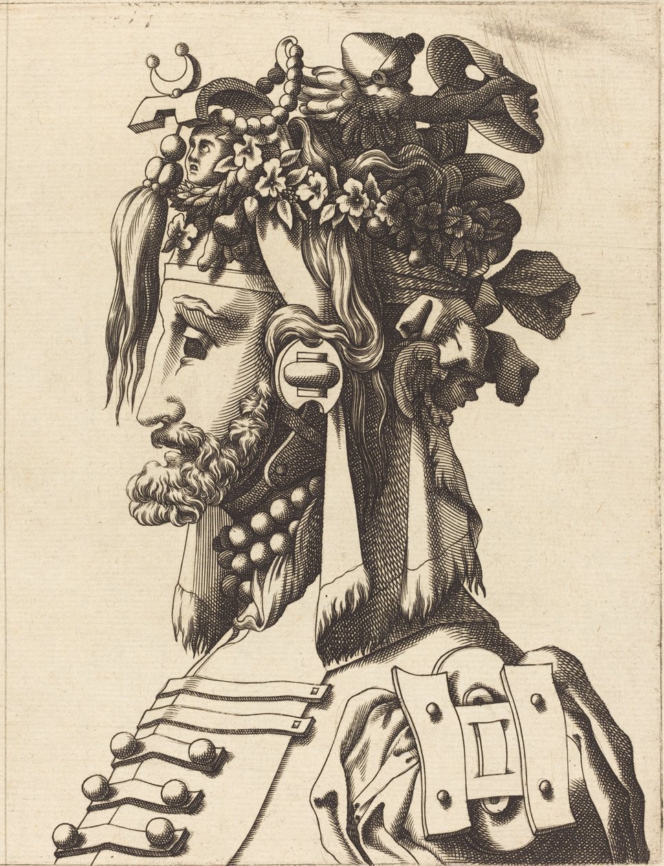 Buste af en mand i et ekstravagant kostume, 15601600. af Unbekannt