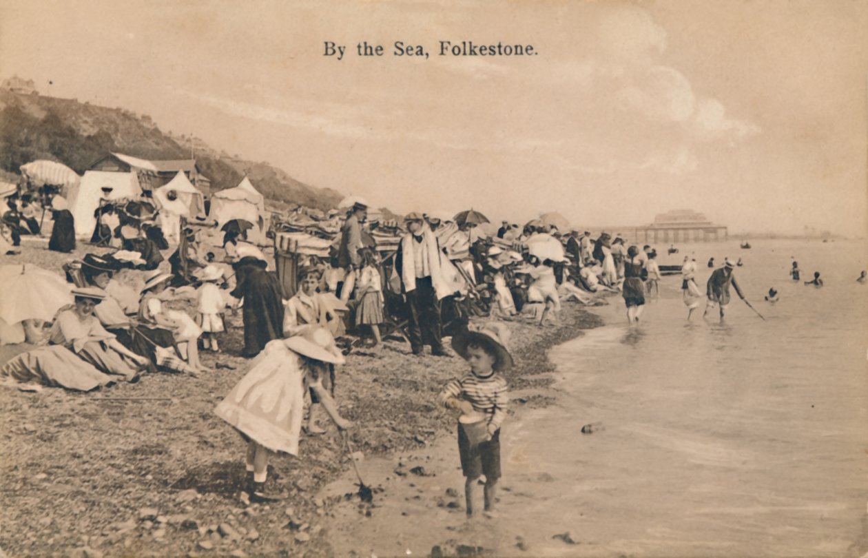 Ved havet, Folkestone, slutningen af det 19.-begyndelsen af det 20. århundrede af Unbekannt