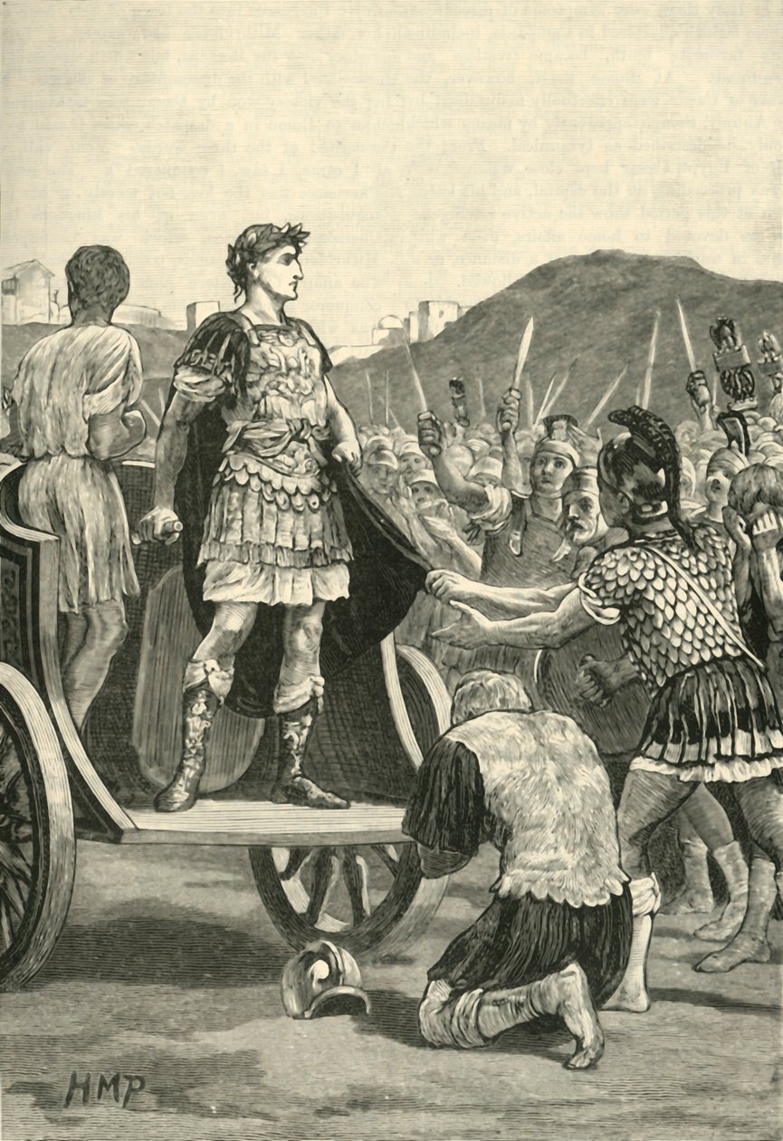 Cæsar henvender sig til de utilfredse legioner på Campus Martius, 1890. af Unbekannt