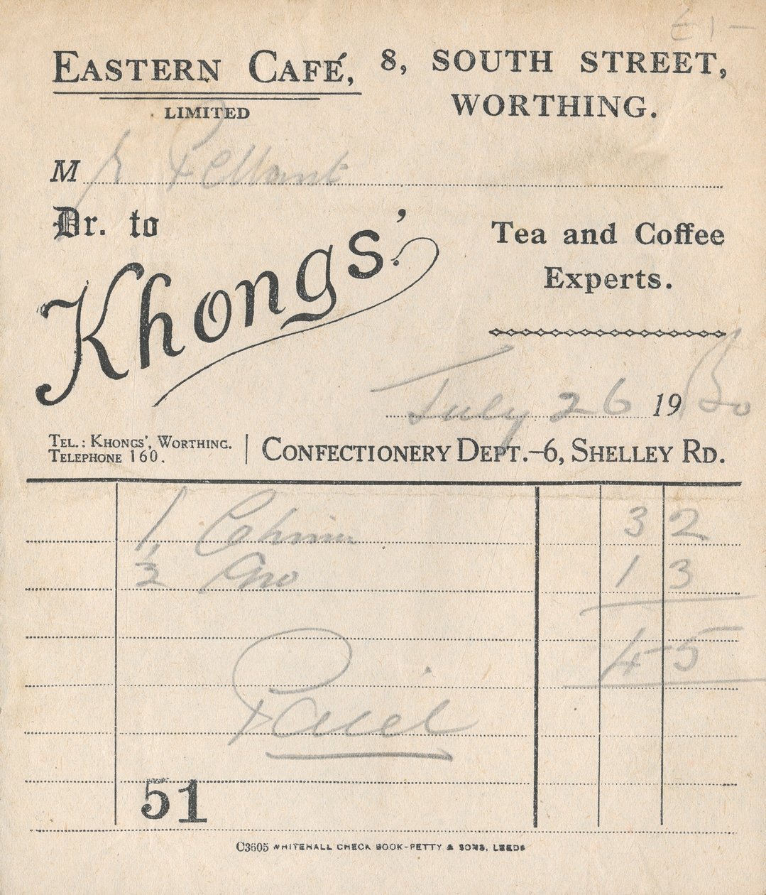 Cafekvittering, 1950. af Unbekannt