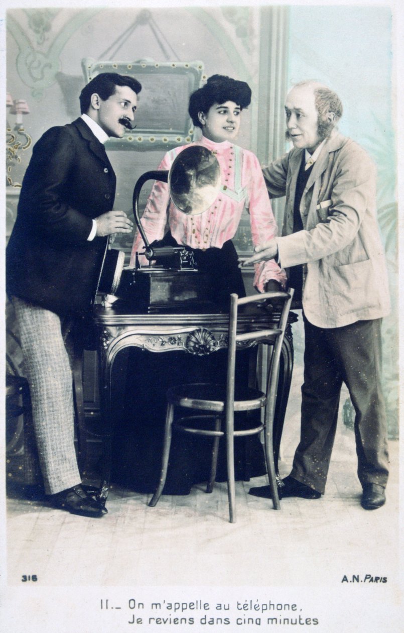 Ring til mig på telefonen, jeg vender tilbage om fem minutter, c1900 af Unbekannt