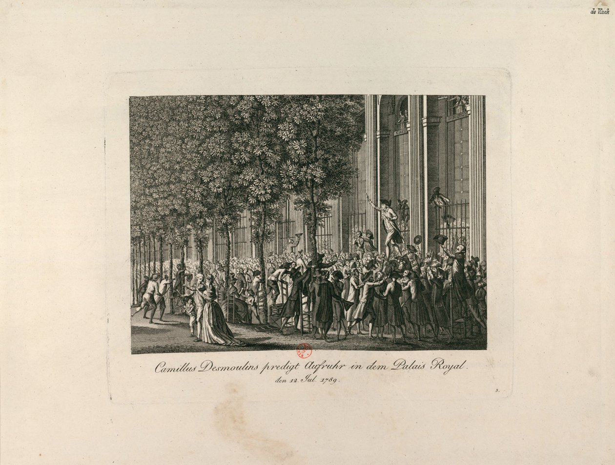 Camille Desmoulins i Palais Royal Gardens, ca. 1797-1800. af Unbekannt