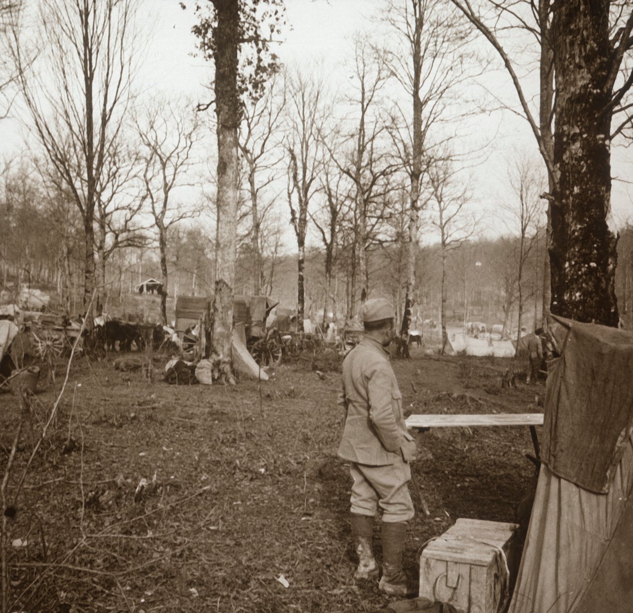 Lejr, Genicourt, Nordfrankrig, c1914-c1918 af Unbekannt