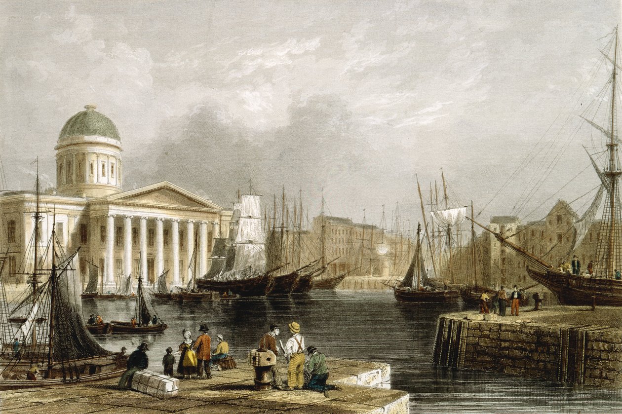 Canning Dock, Liverpool, viser Custom House, 1841 af Unbekannt