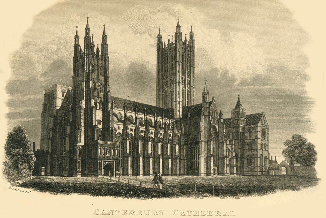 Canterbury Cathedral, begyndelsen af midten af det 19. århundrede. af Unbekannt
