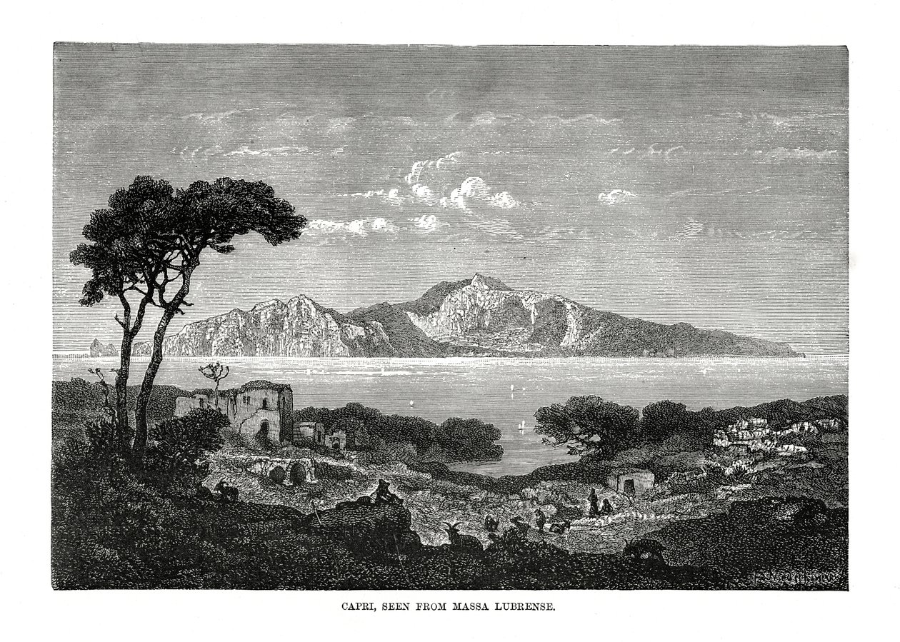 Capri set fra Massa Lubrense, Italien, 1879 af Unbekannt
