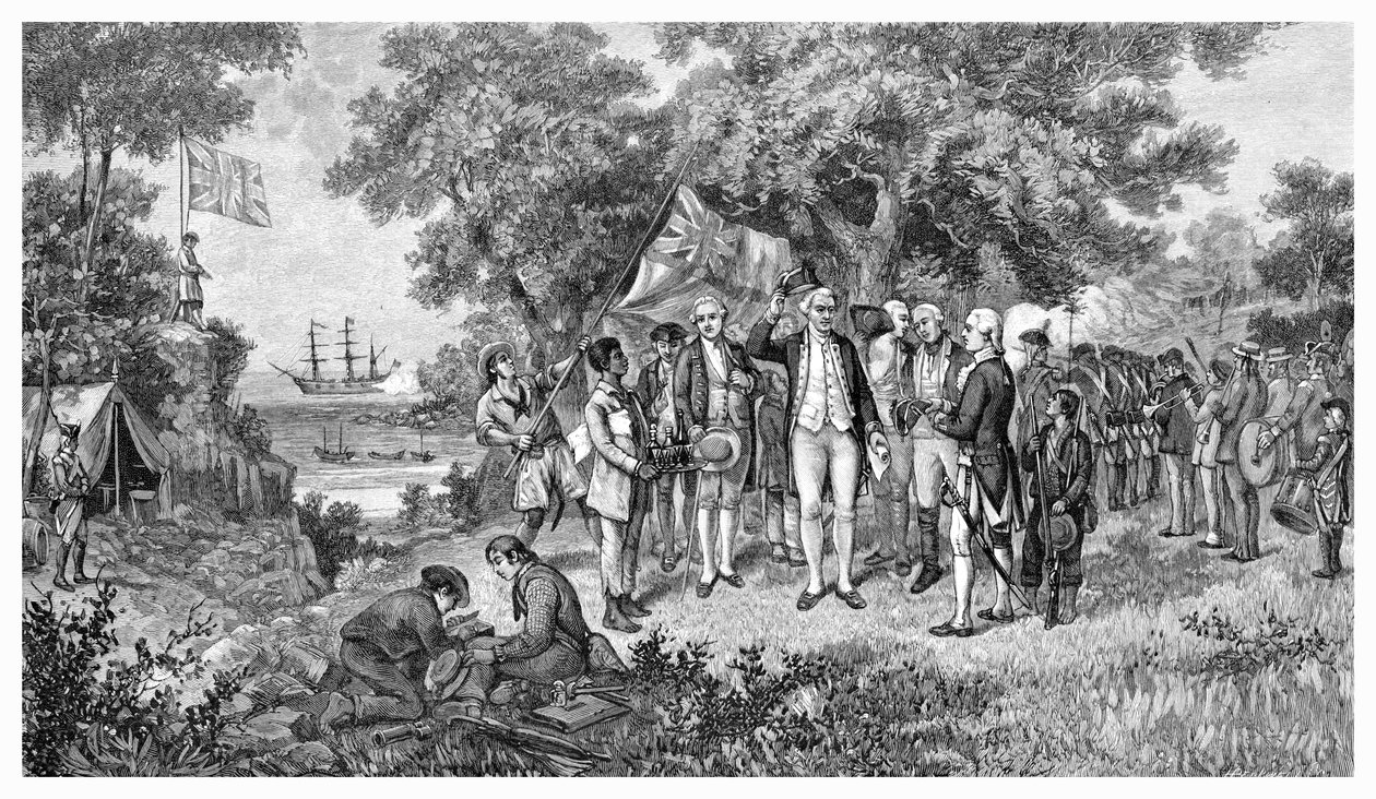 Captain Cook hævder Botany Bay, New South Wales, Australien, 1770 1886 af Unbekannt