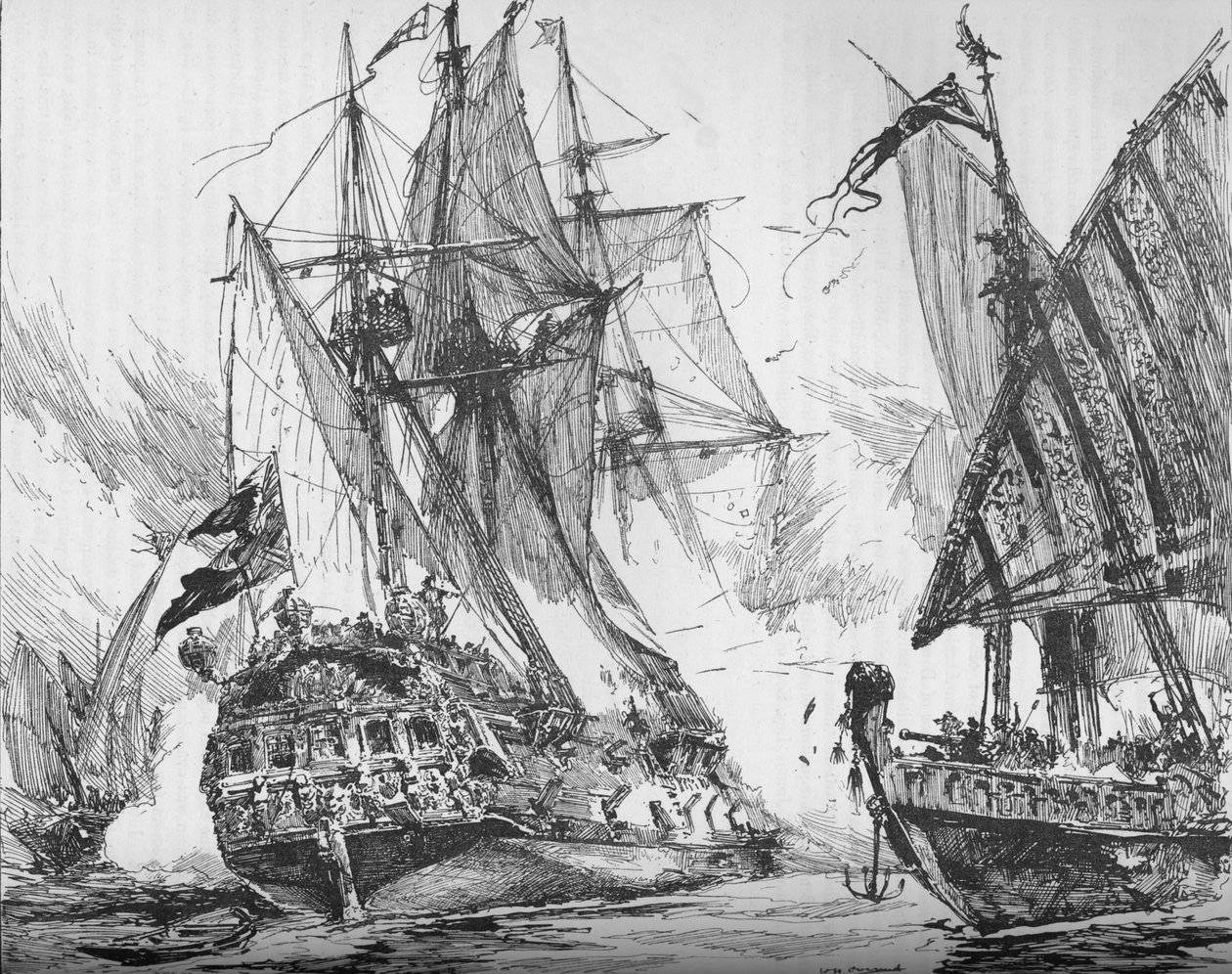 Kaptajn Keigwin i hævnen, slog Sevagees Fleet, 1884 af Unbekannt