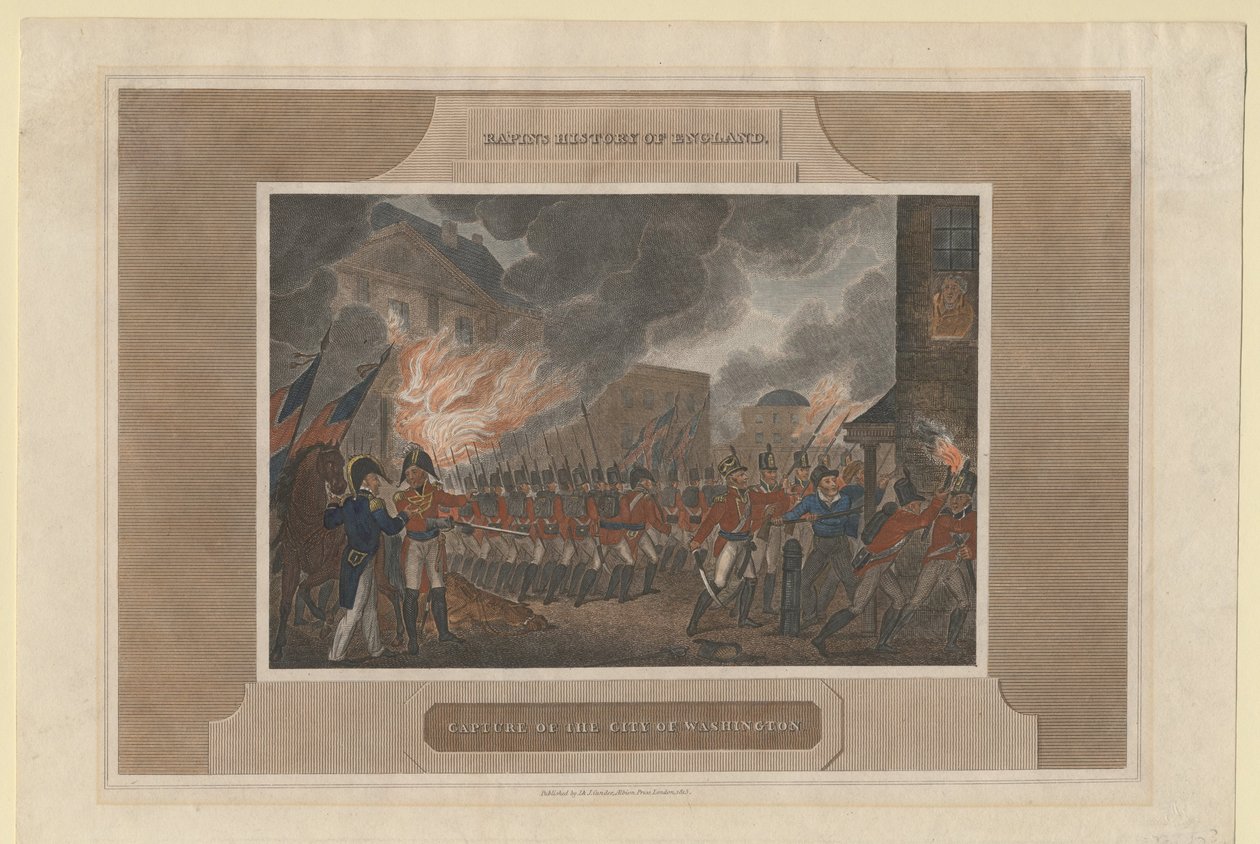 Tilfangetagelse og afbrænding af byen Washington, 1815 af Unbekannt