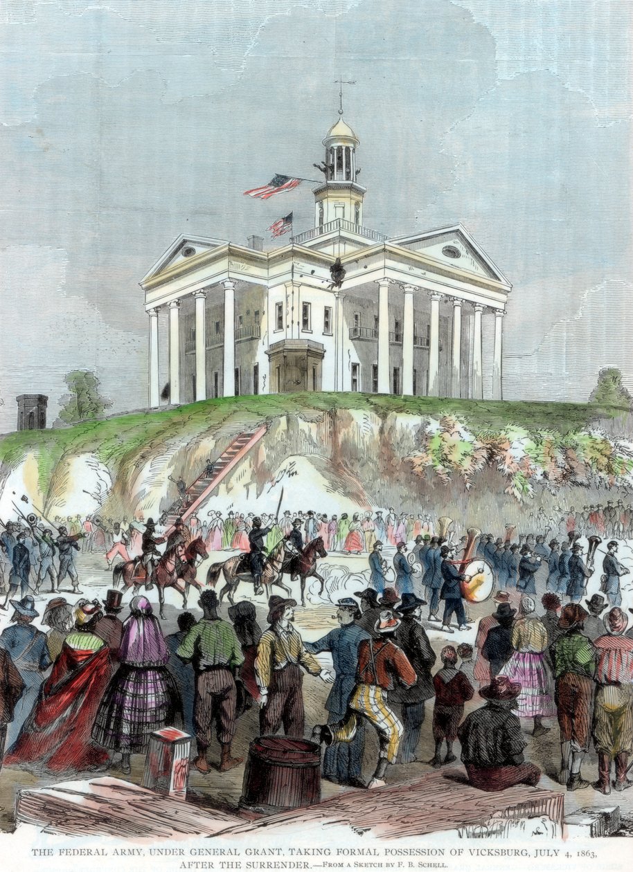 Erobringen af Vicksburg, Mississippi, af unionshæren, amerikansk borgerkrig, 4. juli 1863 af Unbekannt