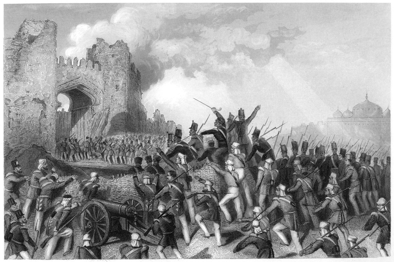 Tilfangetagelse af Cashmere Gate, angreb på Delhi, 1857, c1860 af Unbekannt