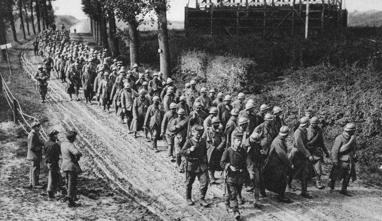 Tilfangetagne franske soldater, Somme, Frankrig, Første Verdenskrig, 1917 af Unbekannt