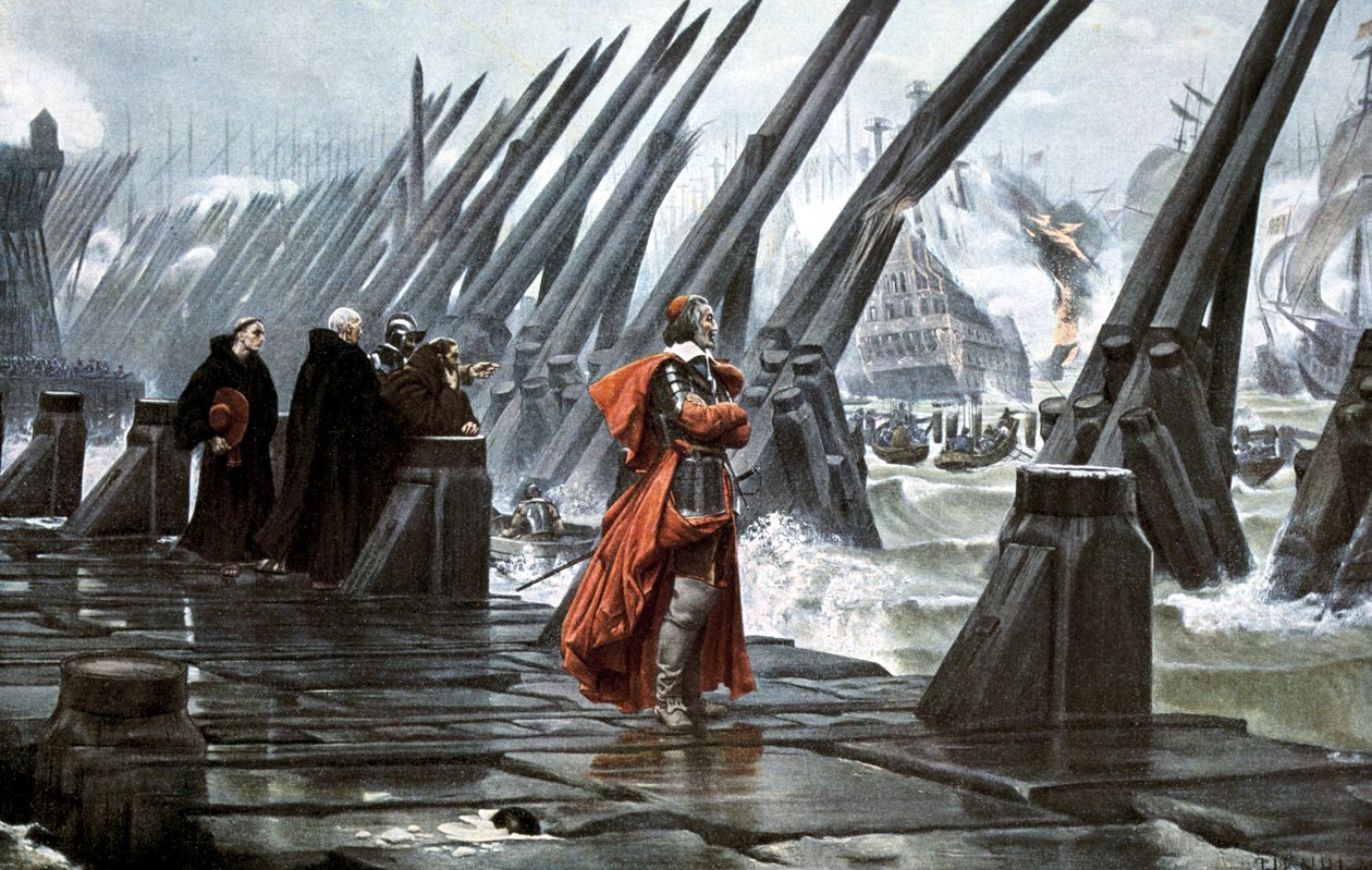 Kardinal Richelieu ved belejringen af La Rochelle, 1628 i begyndelsen af det 20. århundrede af Unbekannt