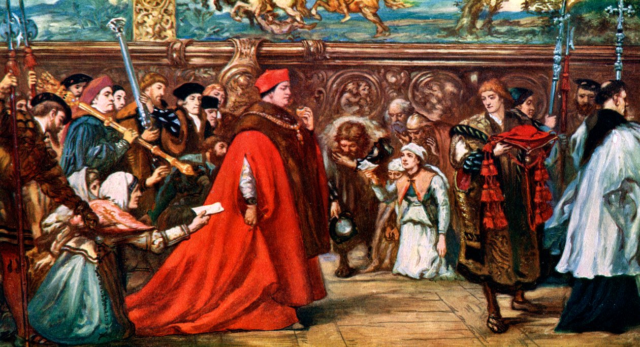 Kardinal Wolsey går i procession til Westminster Hall, 1887, c1920 af Unbekannt