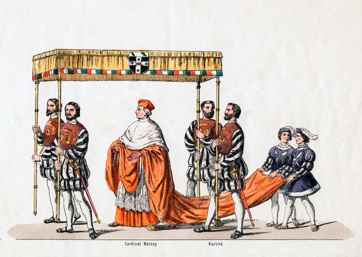 Kardinal Wolsey, kostumedesign til Shakespeares skuespil, Henry VIII, 1800-tallet af Unbekannt