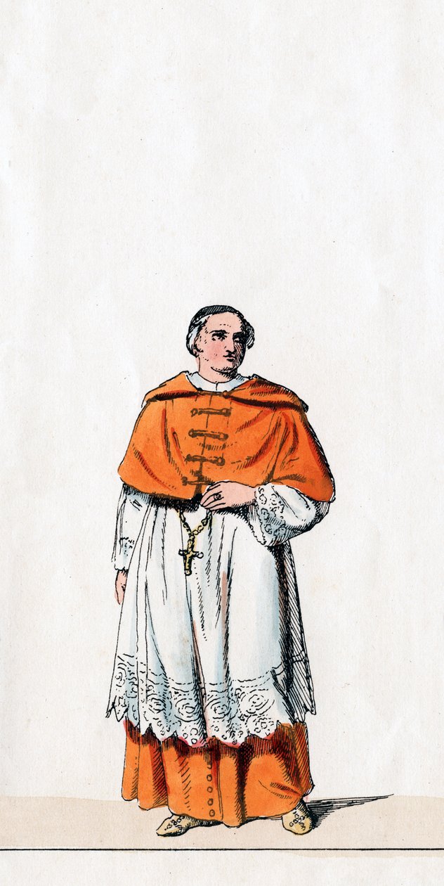 Kardinal Wolsey, kostumedesign til Shakespeares skuespil, Henry VIII, 1800-tallet af Unbekannt