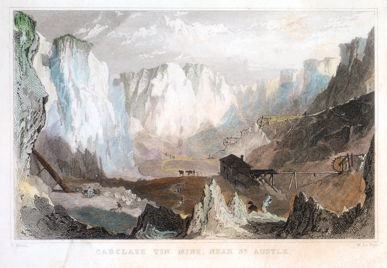 Carglaze tinmine, nær St Austell, Cornwall, England, c1825, 1837 af Unbekannt