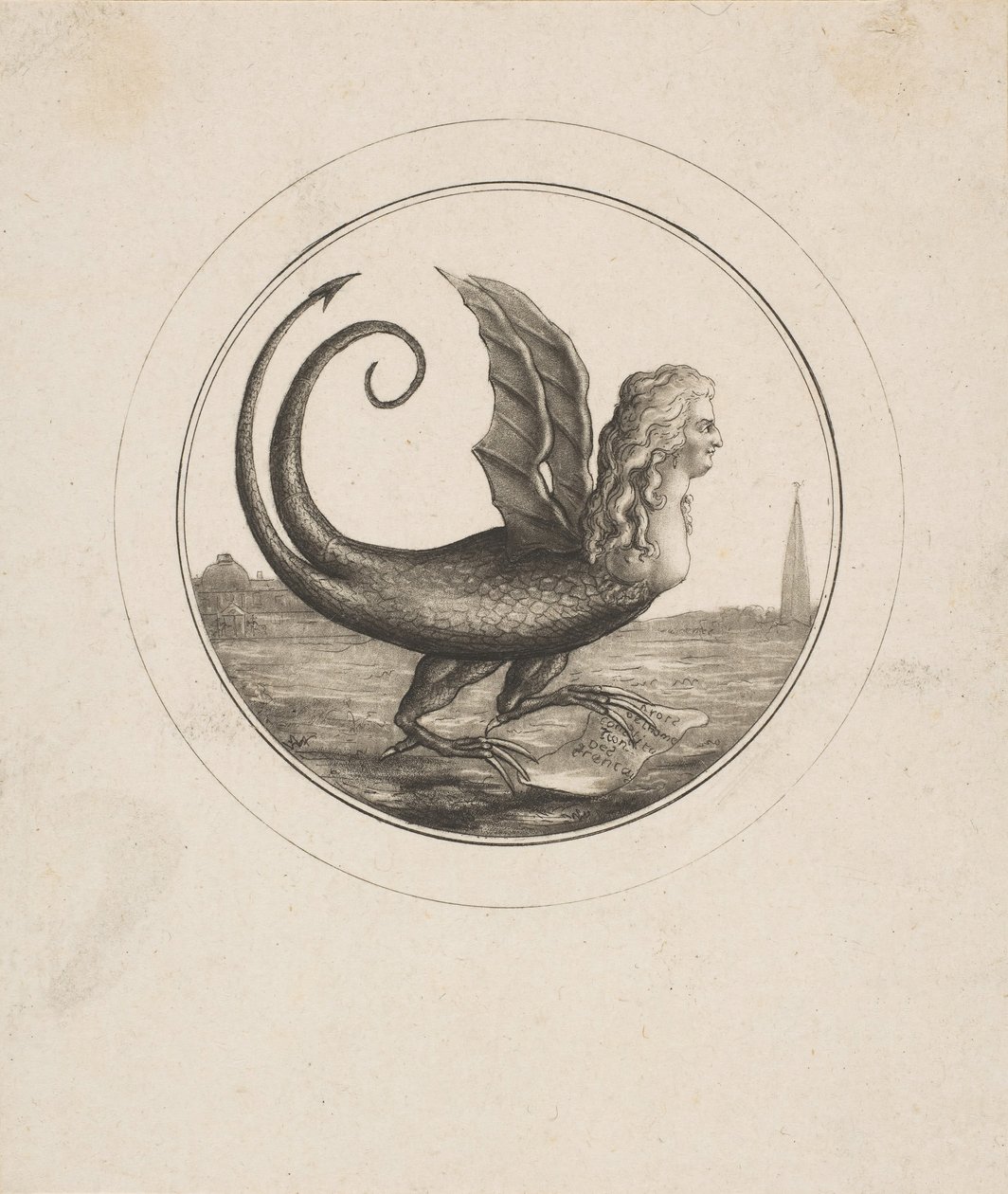 Karikatur der viser Marie Antoinette som en drage, 1700-tallet. af Unbekannt
