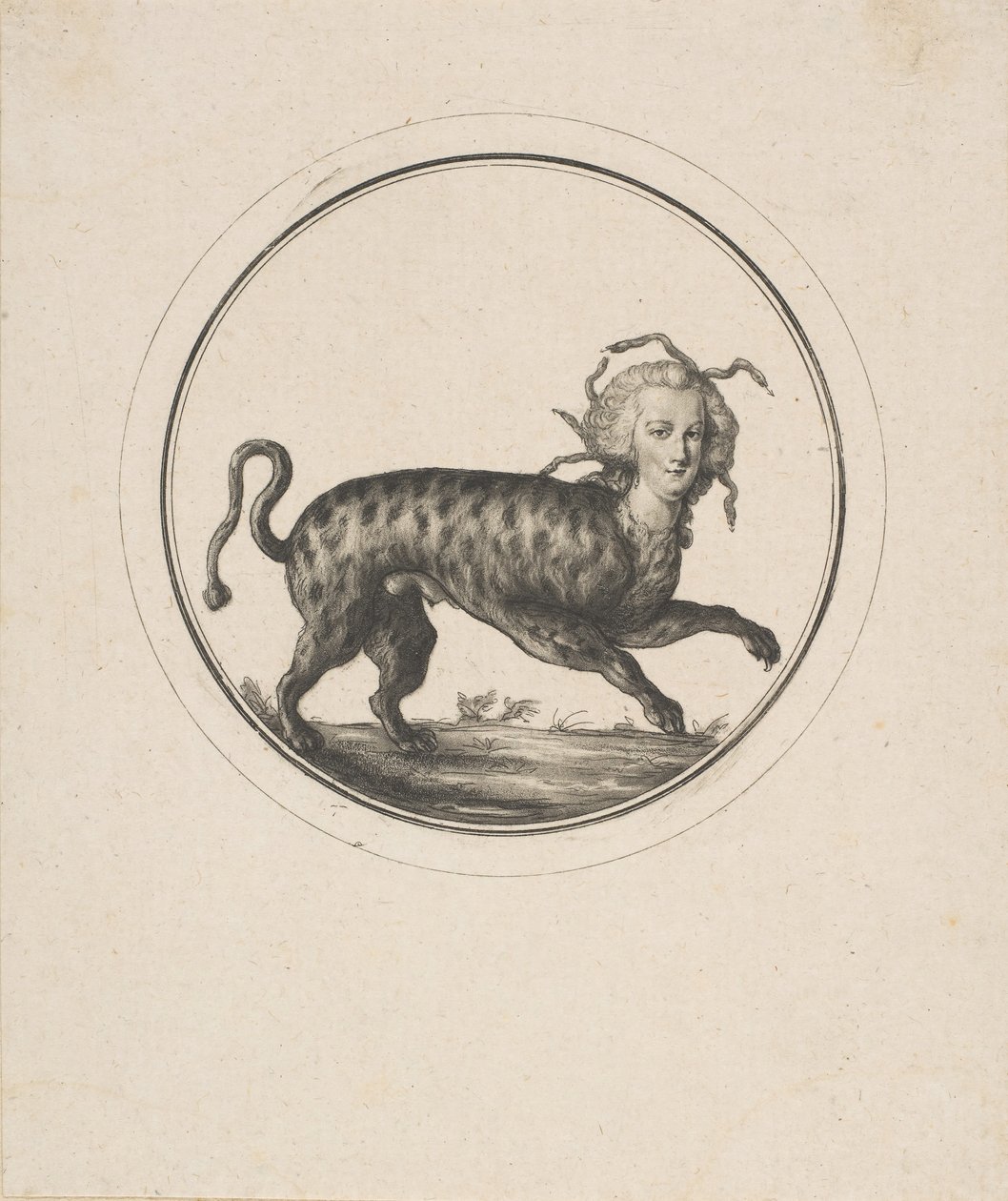 Karikatur der viser Marie Antoinette som en leopard, 1700-tallet. af Unbekannt