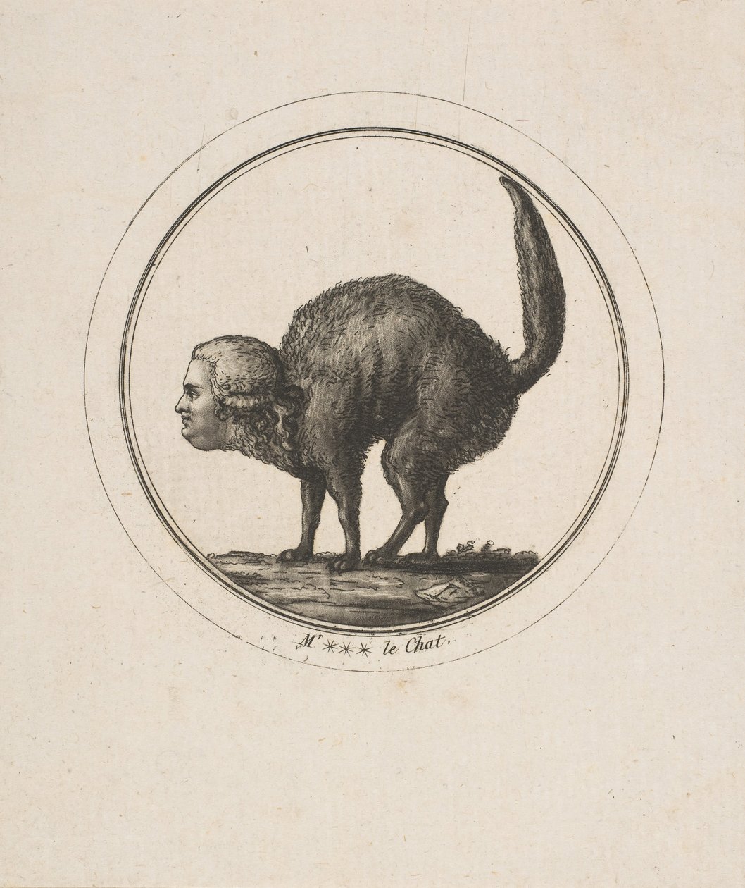 Karikatur der viser Comte de Provence som en kat, 1700-tallet. af Unbekannt