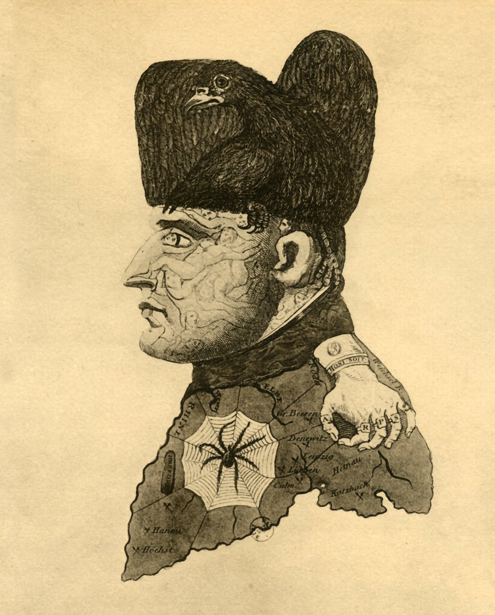 Karikatur af Napoleon, c1814, 1921. af Unbekannt