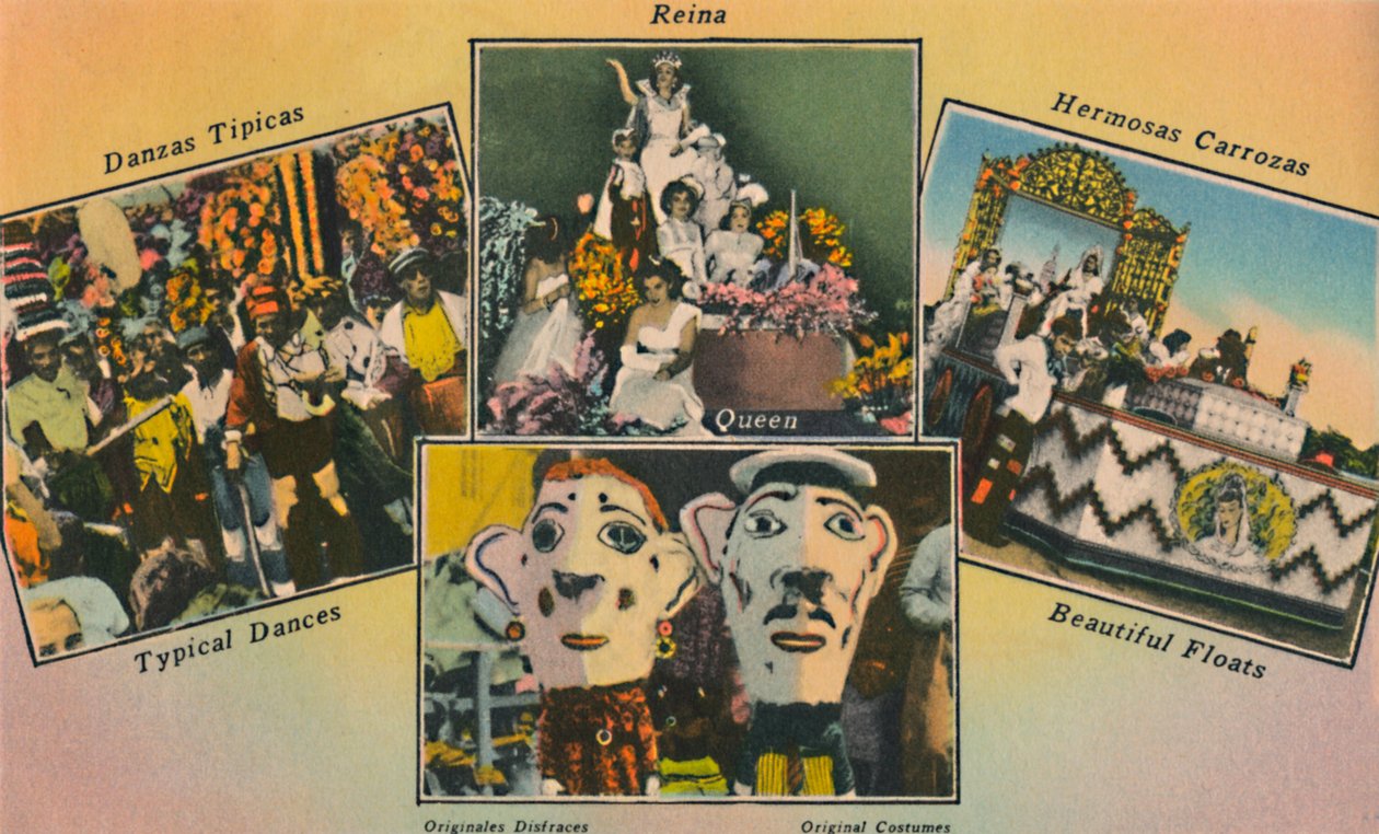 Karneval. Karnevalssæsonen i Barranquilla er berømt langs den caribiske kyst, c1940