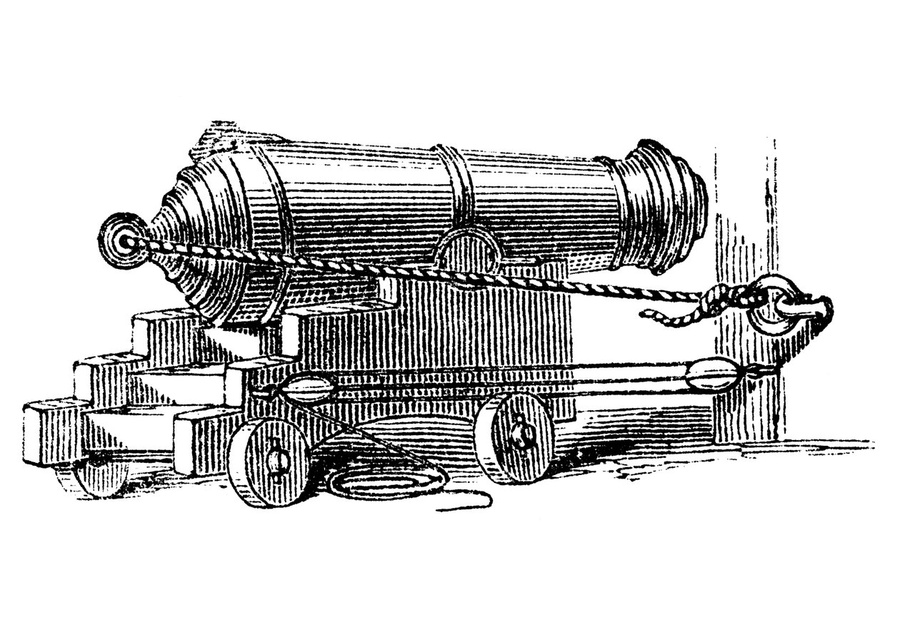 Carronade, kort stykke flådevåben med stort kaliberkammer, som en morter, c1884 af Unbekannt