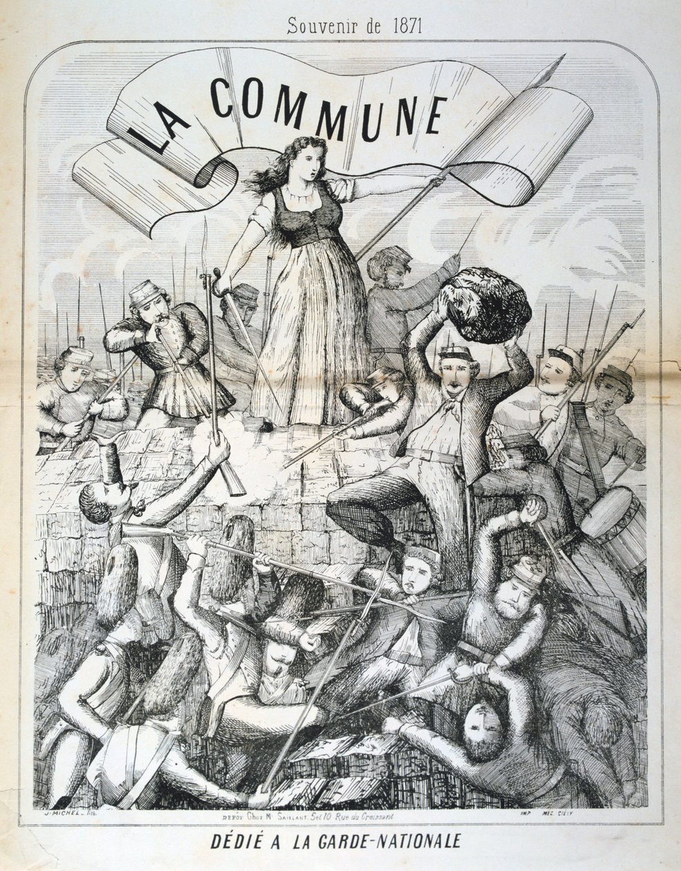 Tegneserie dedikeret til Nationalgarden, Paris Kommune, 1871 af Unbekannt