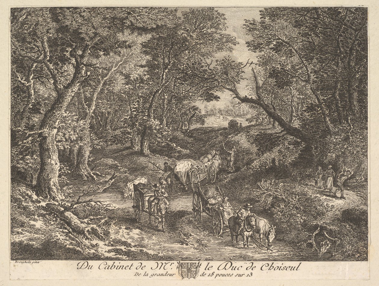 Vogne på en vej gennem skoven efter et maleri i samlingen af Duc de Choiseul, 1771. af Unbekannt