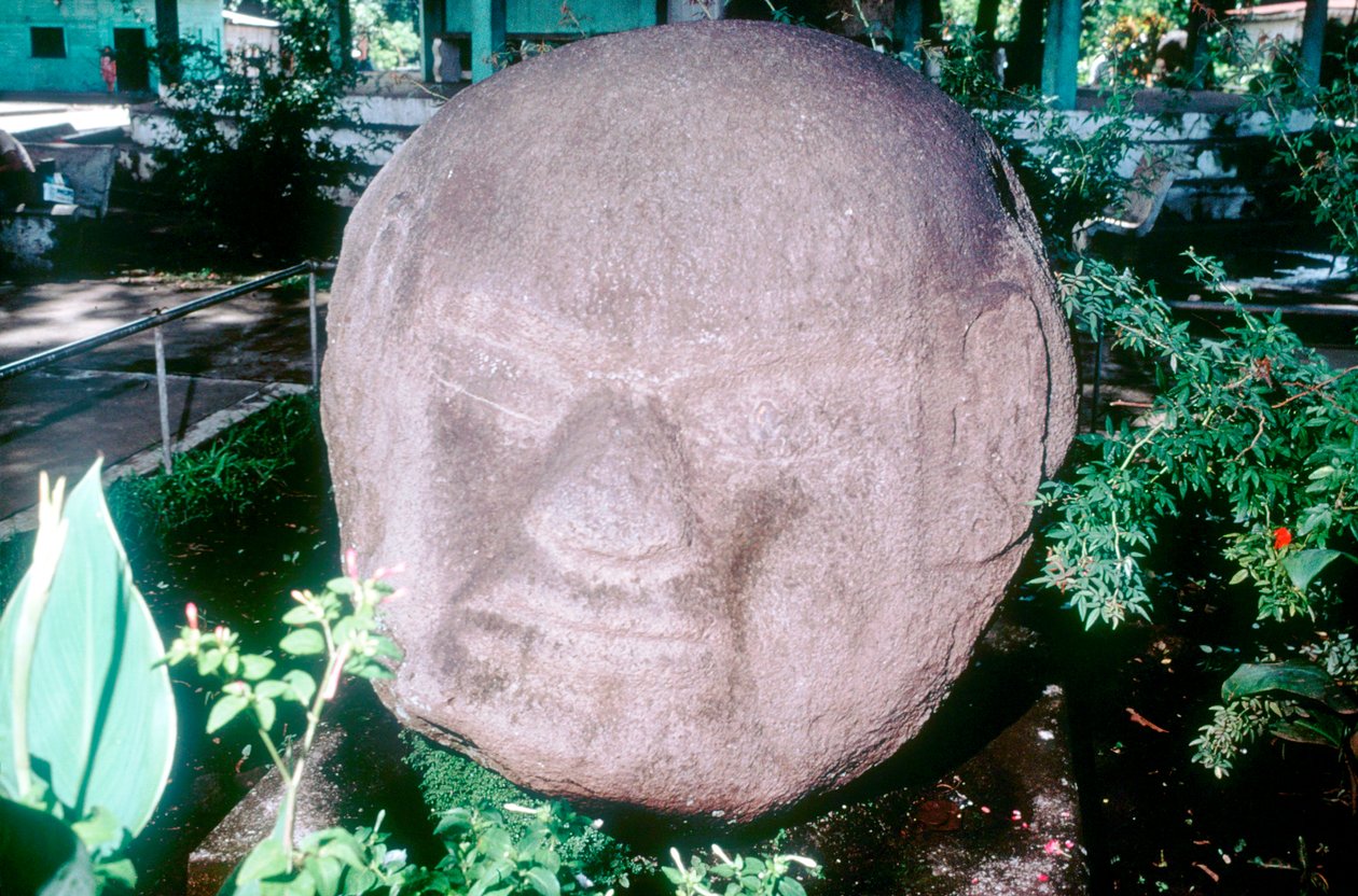 Udskåret monolitisk hoved fra Monte Alto, Guatemala, præcolumbiansk, præklassisk periode, 1500-100 f.Kr. af Unbekannt