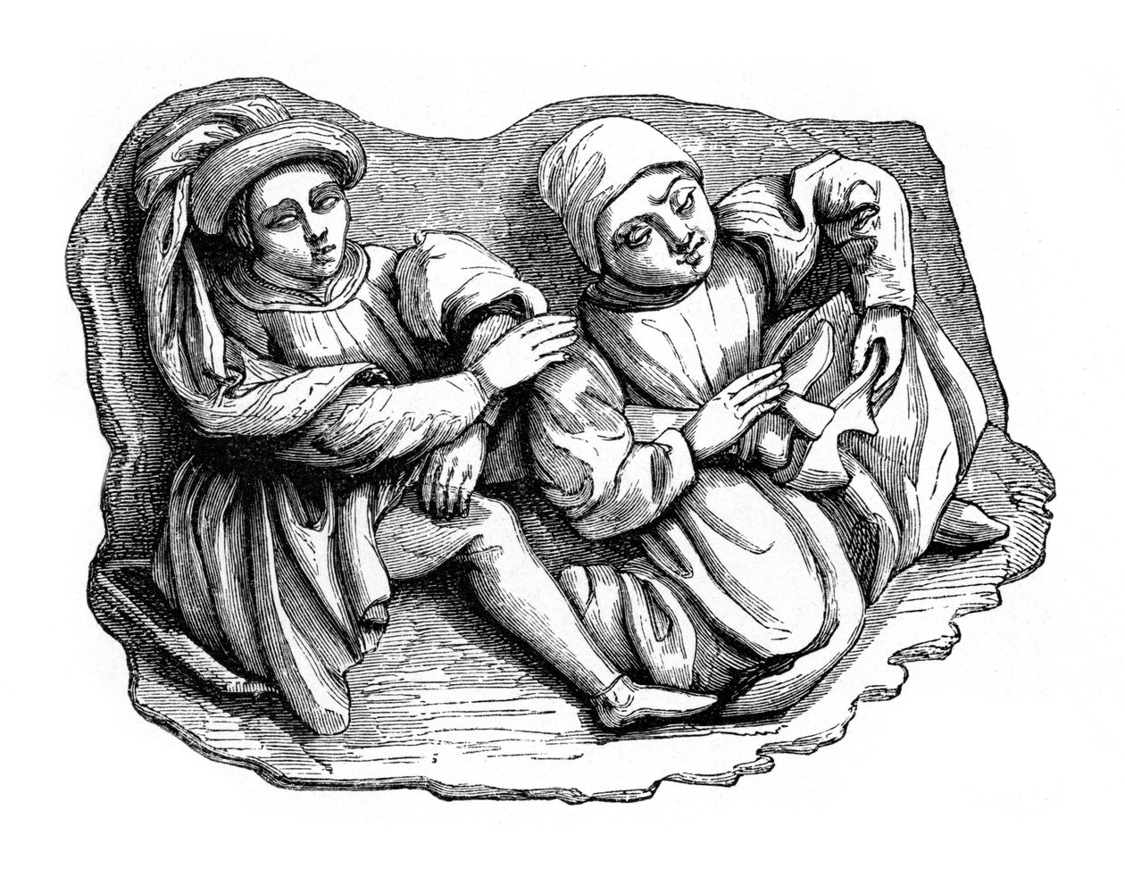 Udskåret trærelief, 1400-tallet, 1870 af Unbekannt