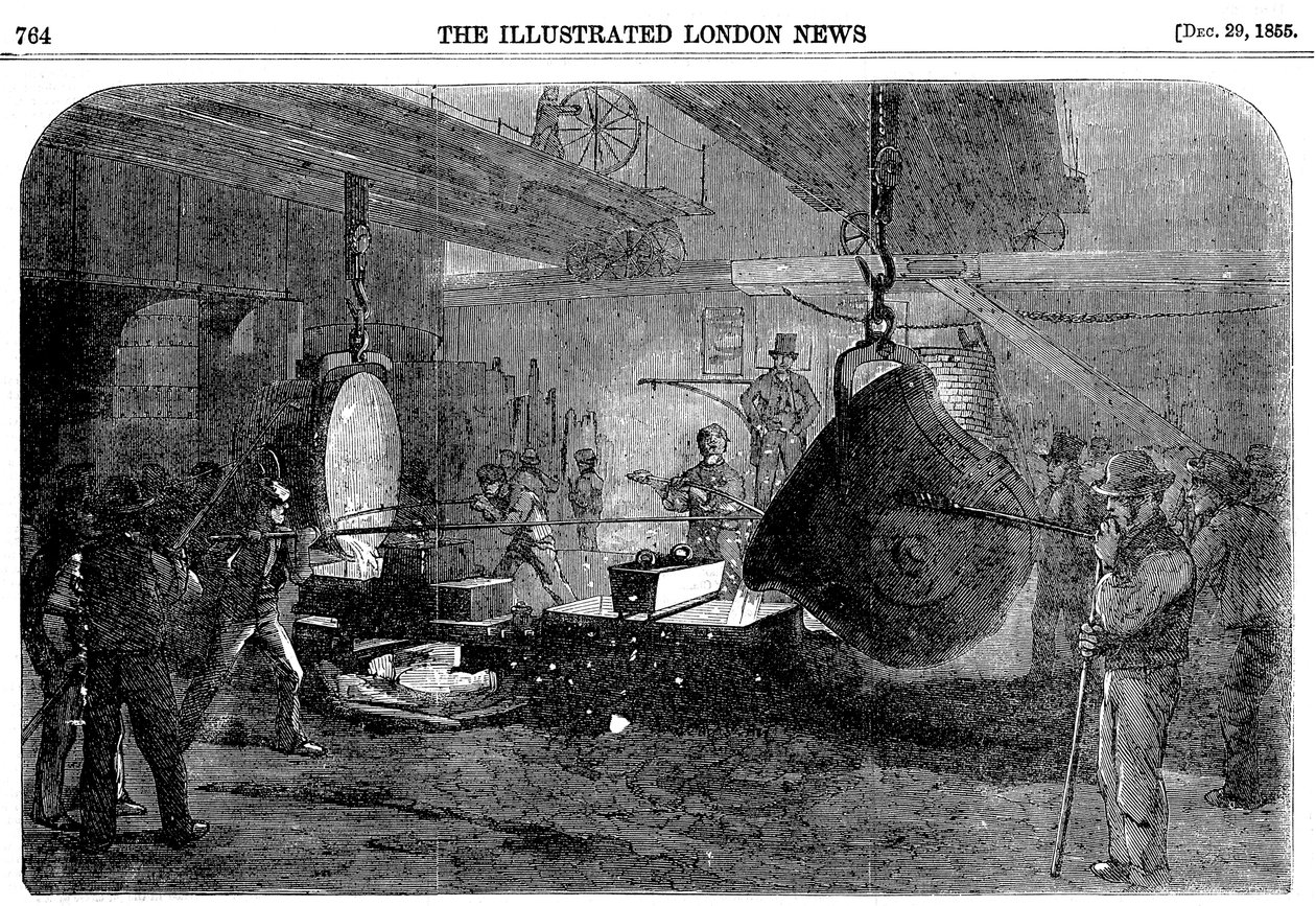 Støbning af en mørtel ved Grissells Regents Canal Ironworks, City Road, London, 1855 af Unbekannt