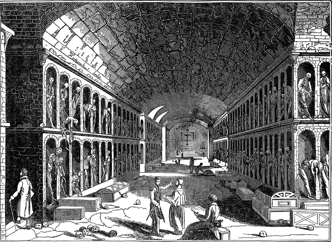 Katakomben for det kapucinerske franciskanerkloster, Palermo, Sicilien, 1833 af Unbekannt
