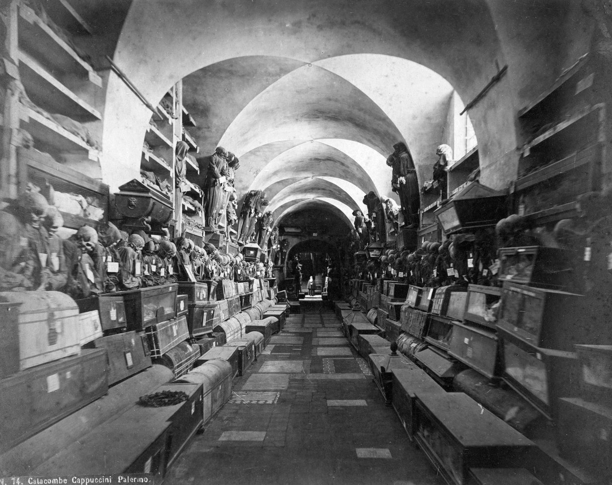 Kapucinernes katakomber, Palermo, Italien, c1910