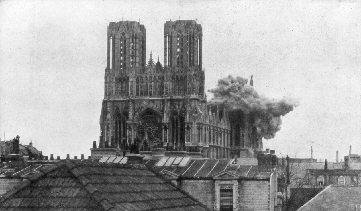 Katedralen i Reims, Første Verdenskrig, 19. april 1917 af Unbekannt
