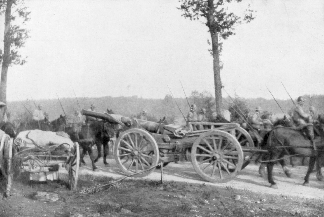 Kavaleri og artilleri af den franske 10. armé, Villers-Cotterets, Aisne, Frankrig, 1918 af Unbekannt