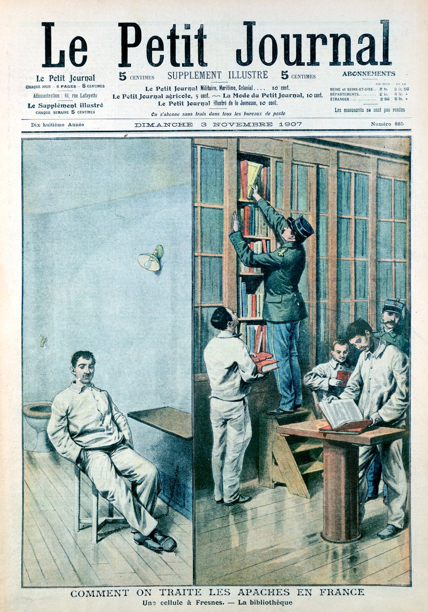 Celle og bibliotek ved fængslet i Fresnes, 1907 af Unbekannt