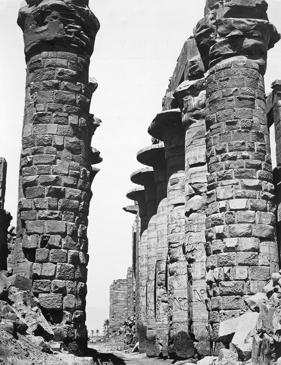 Central gyde i det store tempel i Karnak, Egypten, 1878 af Unbekannt