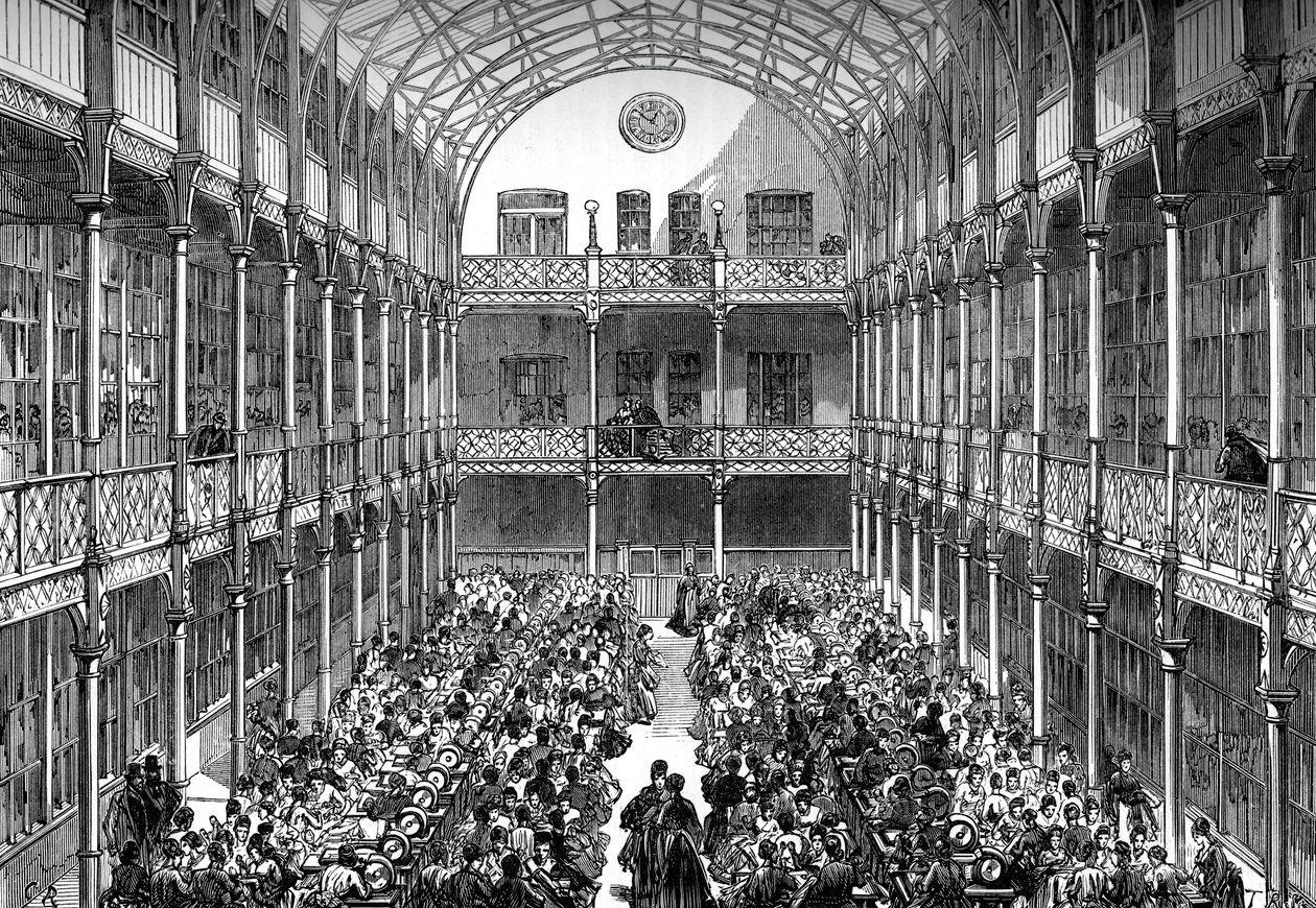 Central hal i Royal Army Clothing Depot, Pimlico, c1880 af Unbekannt
