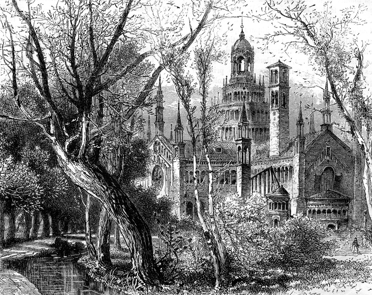 Certosa di Pavia eller Charterhouse of Pavia, Lombardiet, Italien, 1800-tallet af Unbekannt
