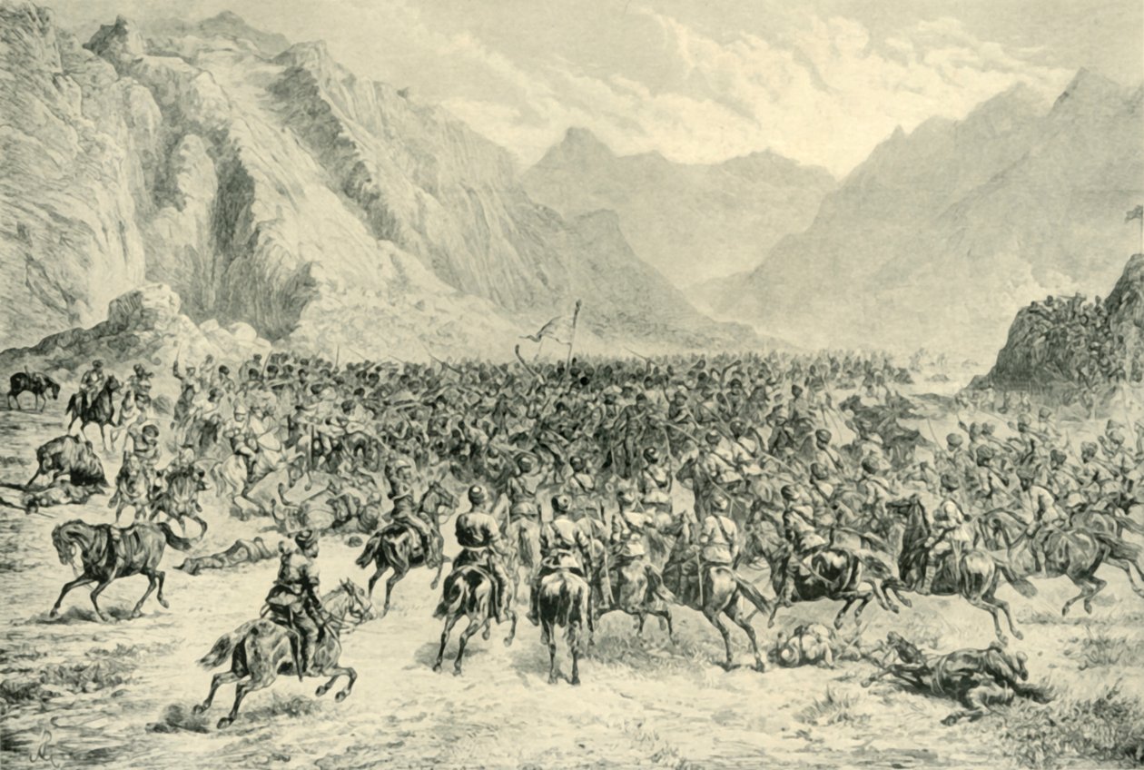 Anklagen for Punjab-kavaleriet i den anden aktion nær Charasia, den 24. april 1880, 1901. af Unbekannt
